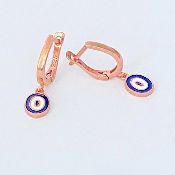 Jewelry - 🧿 925 Silver handmade enamel evileye hoop earring